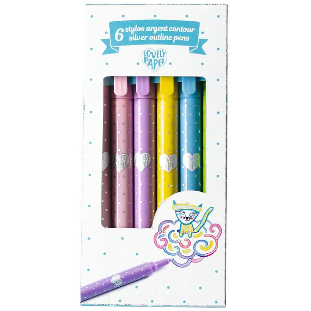 Djeco Tusser - 6 Silver Outline Pens