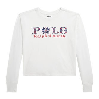 Polo Ralph Lauren Bluse - Cropped - Hvid m. Broderi