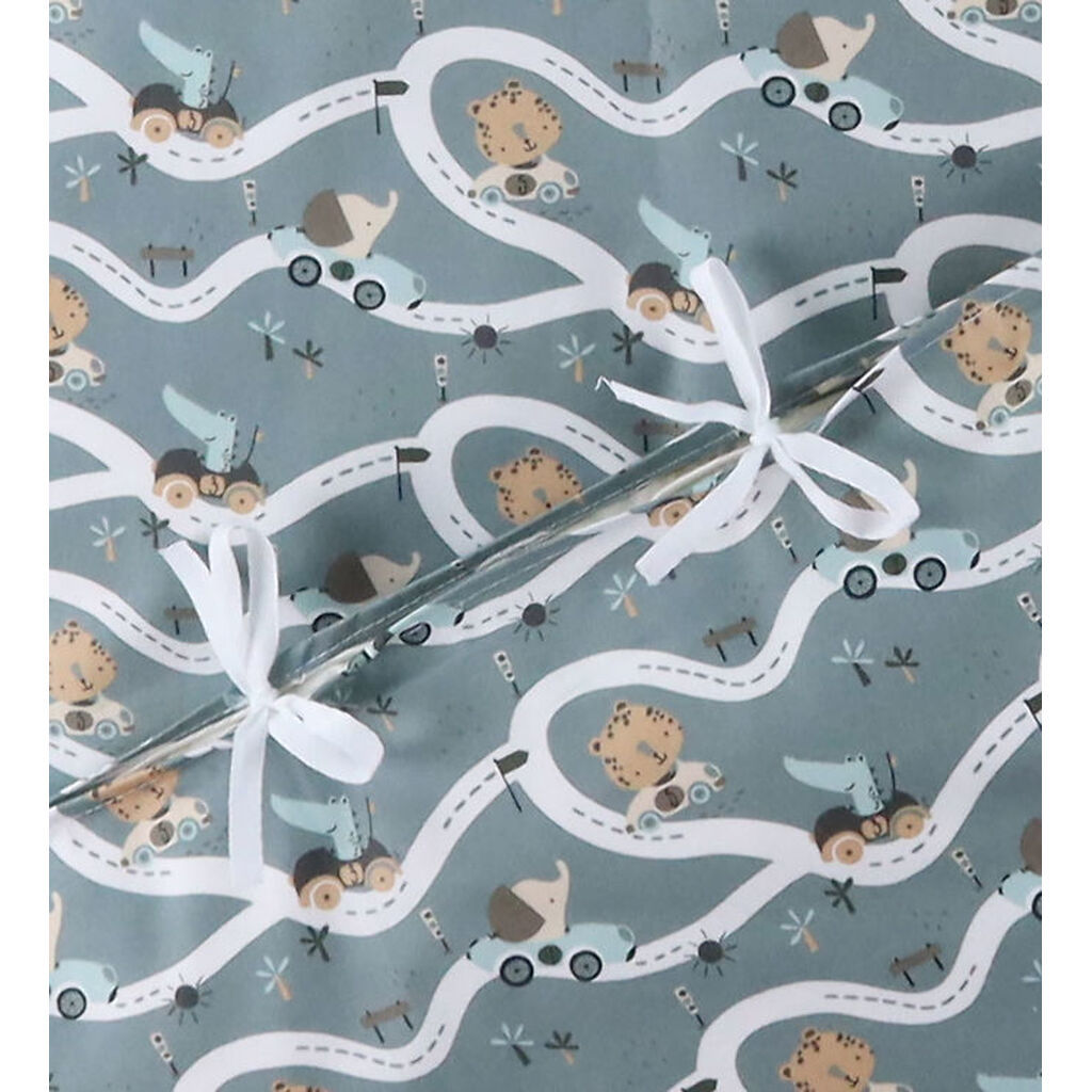 Nørgaard Madsens Sengetøj - Baby - Grå m. Biler på Snoede Veje