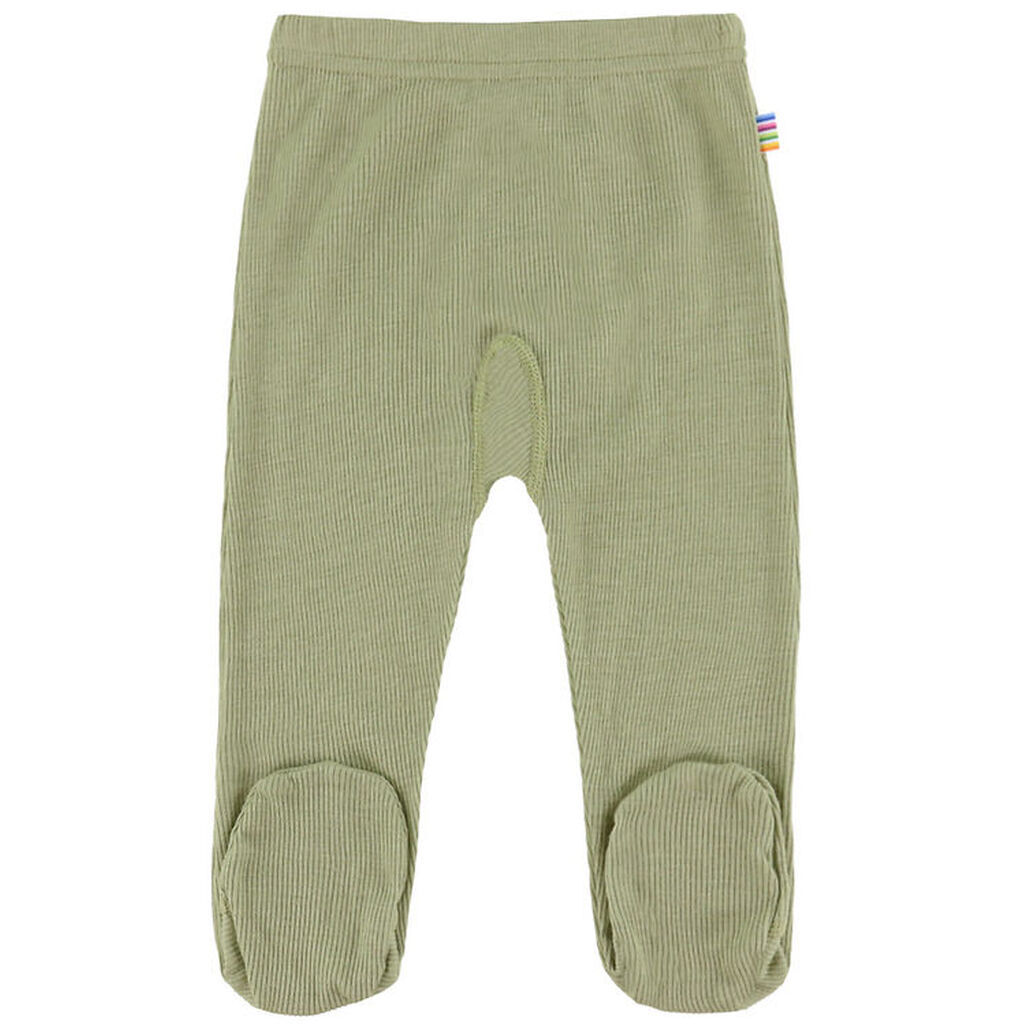 Joha Leggings m. Fødder - Rib - Uld/Silke - Grøn