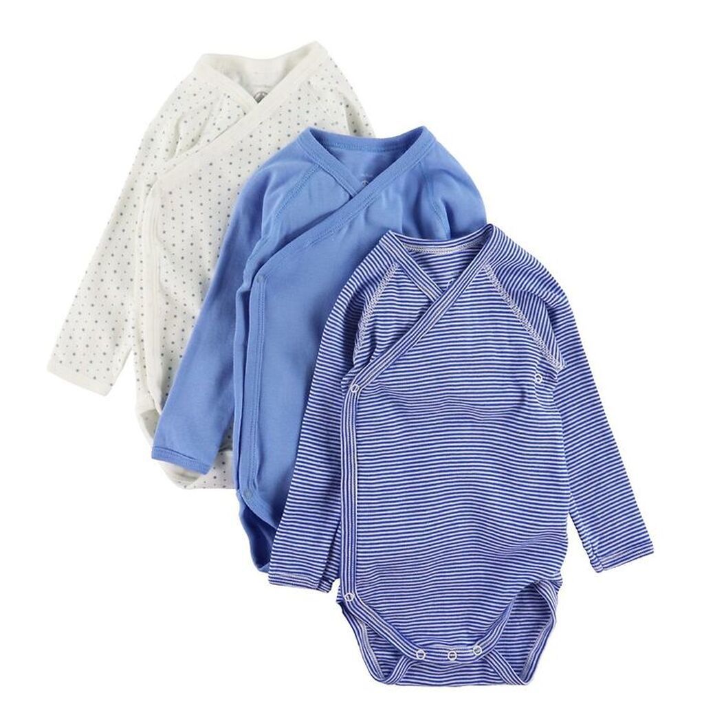 Petit Bateau Body l/æ - 3-pak - Blå/Hvid