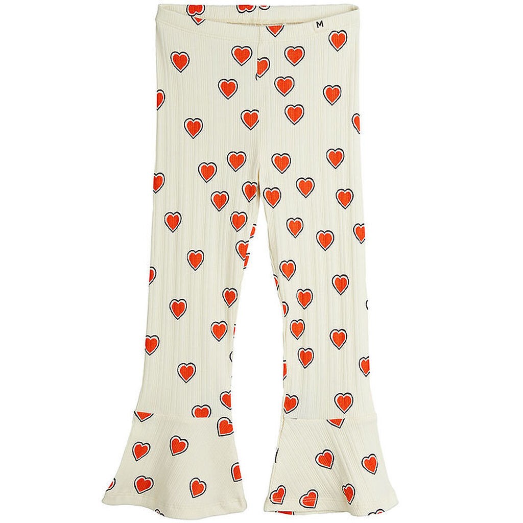 Mini Rodini Bukser - Rib - Offwhite m. Hjerter