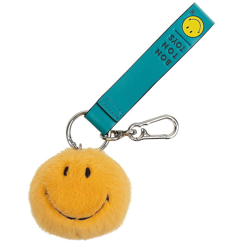 Bon Ton Toys Nøglering - 7 cm - Smiley ECO Fuzzy Bag Charm - Yel
