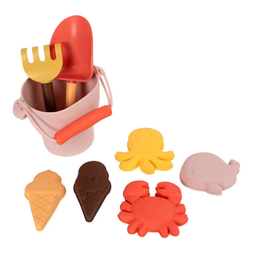 Filibabba Strandsæt - Silikone - 8 Dele - Peach Mix