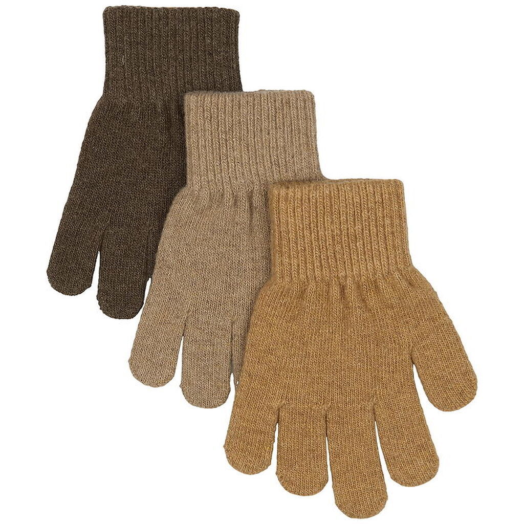 Mikk-Line Handsker - Uld/Polyamid - 3-pak - Chocolate Chip-Melan
