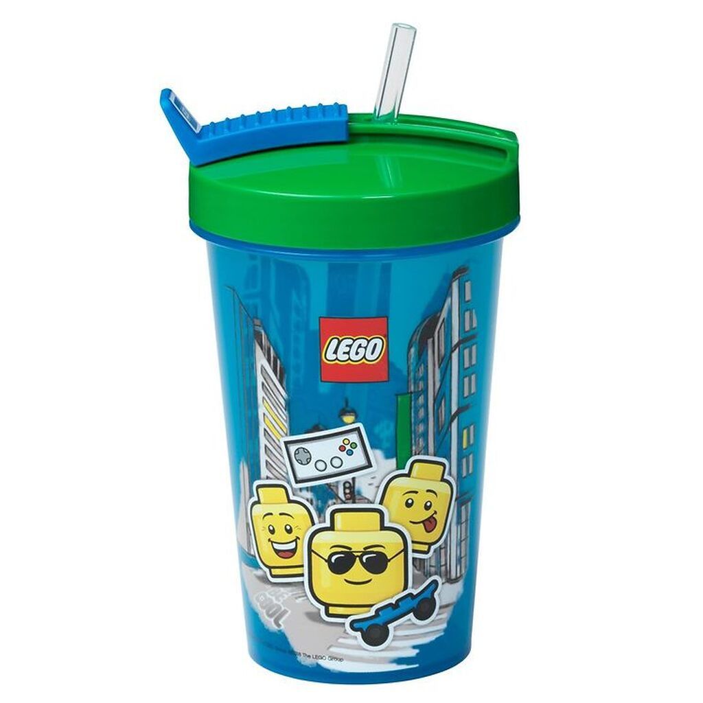 LEGOÂ® Storage Drikkedunk m. Sugerør - 500 ml - Iconic Boy - Brig