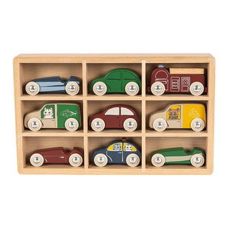 Konges Sløjd Biler - 9 stk. - Bøgetræ - Mini - Multi