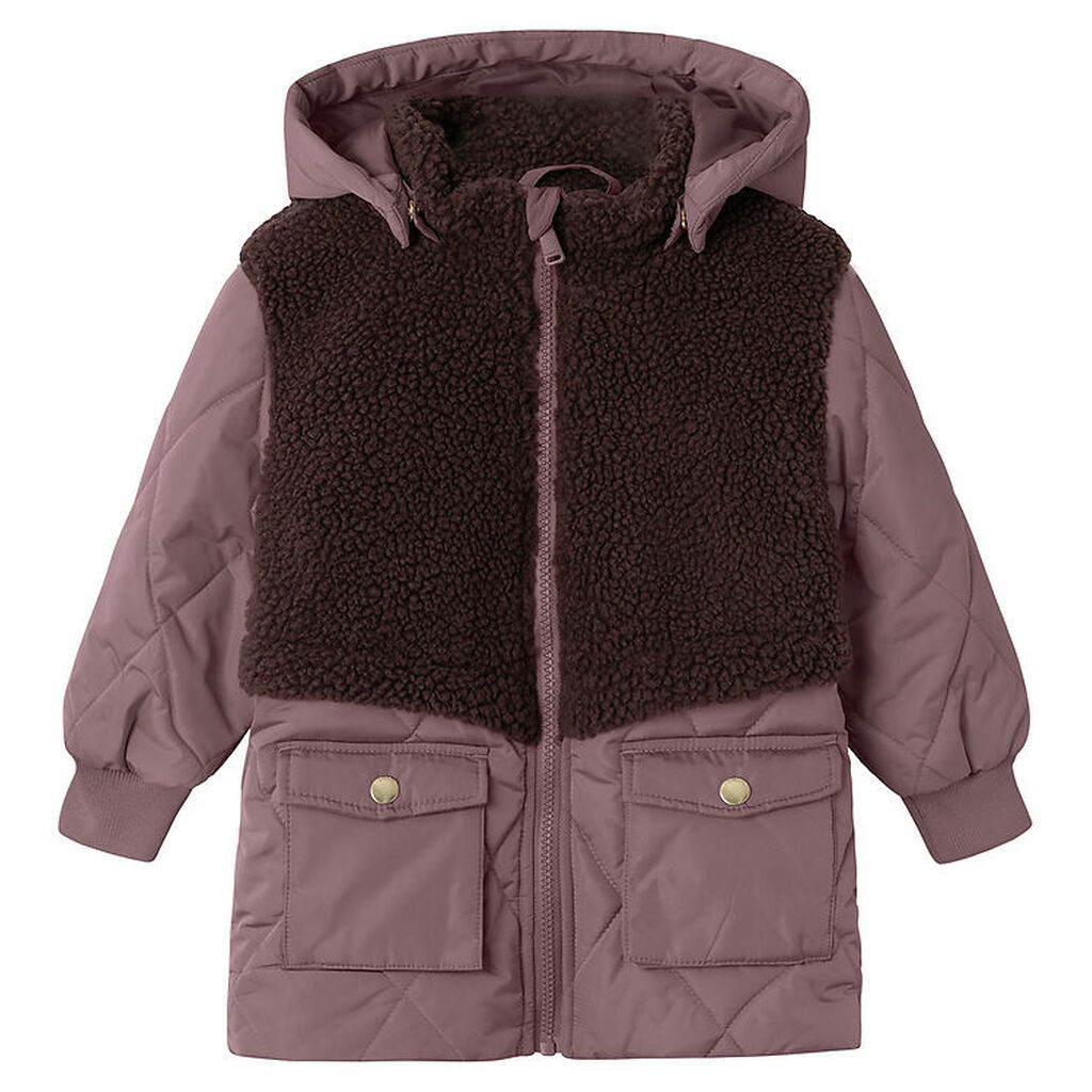 Name It Dynejakke m. Teddyfleece - NmfMika - Grape Shake