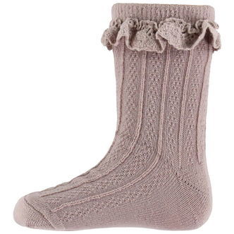 Wheat Strømper - Uld - Nora - Dry Rose m. Blonder