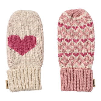 Wheat Luffer - Uld - Jacquard - Haansi - Rose m. Hjerter