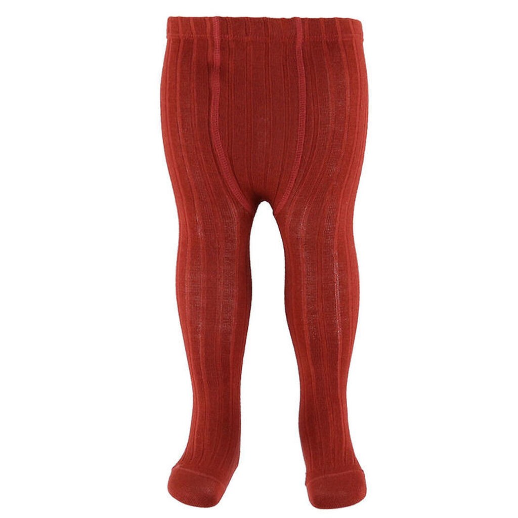 Condor Strømpebukser - Uld/Akryl - Rib - Murstensrød