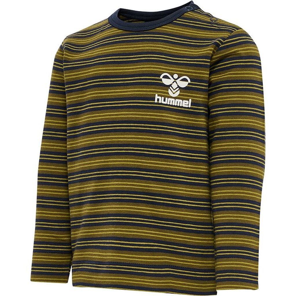 Hummel Bluse - HmlUnited T-Shirt l/s - Stribet - Black Iris/Grøn