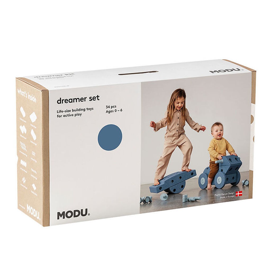 MODU Dreamer Sæt - 34 Dele - 70x40x20 cm - Deep Blue/Sky Blue