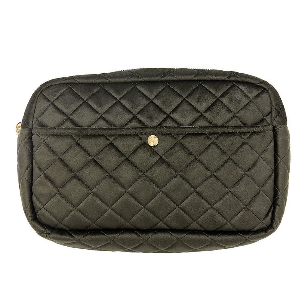 Fan Palm Toilettaske - Large - Quiltet Velour - Palm Green