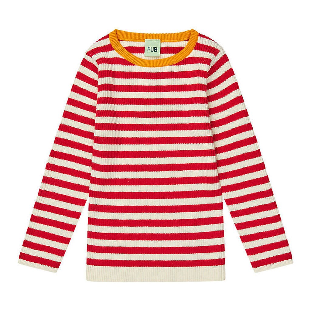 FUB Bluse - Rib - Ecru/Ruby Red