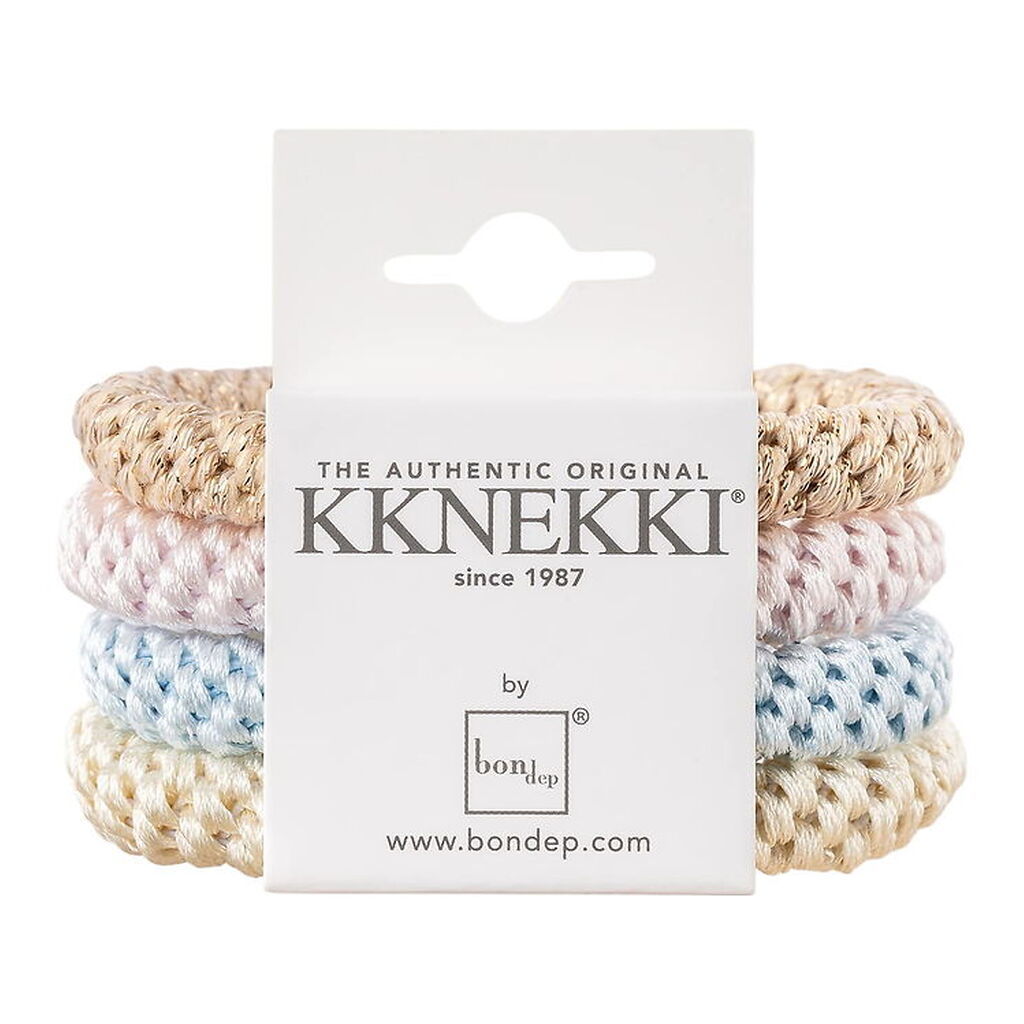 Kknekki Hårelastikker - 4-pak - Blå/Creme/Rosa/Guld