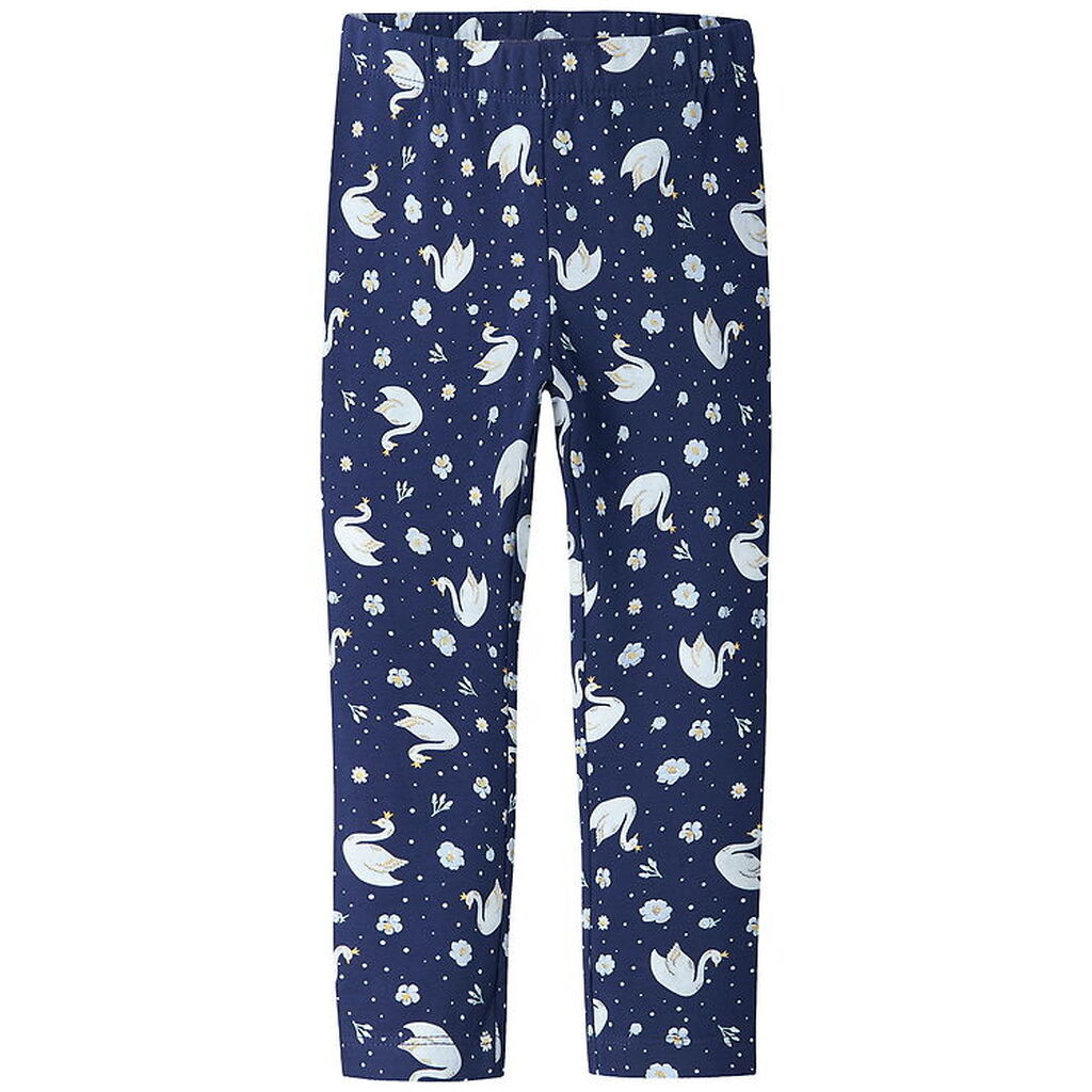 Name It Leggings - NmfDavina - AOP - Beacon Blue/Swans