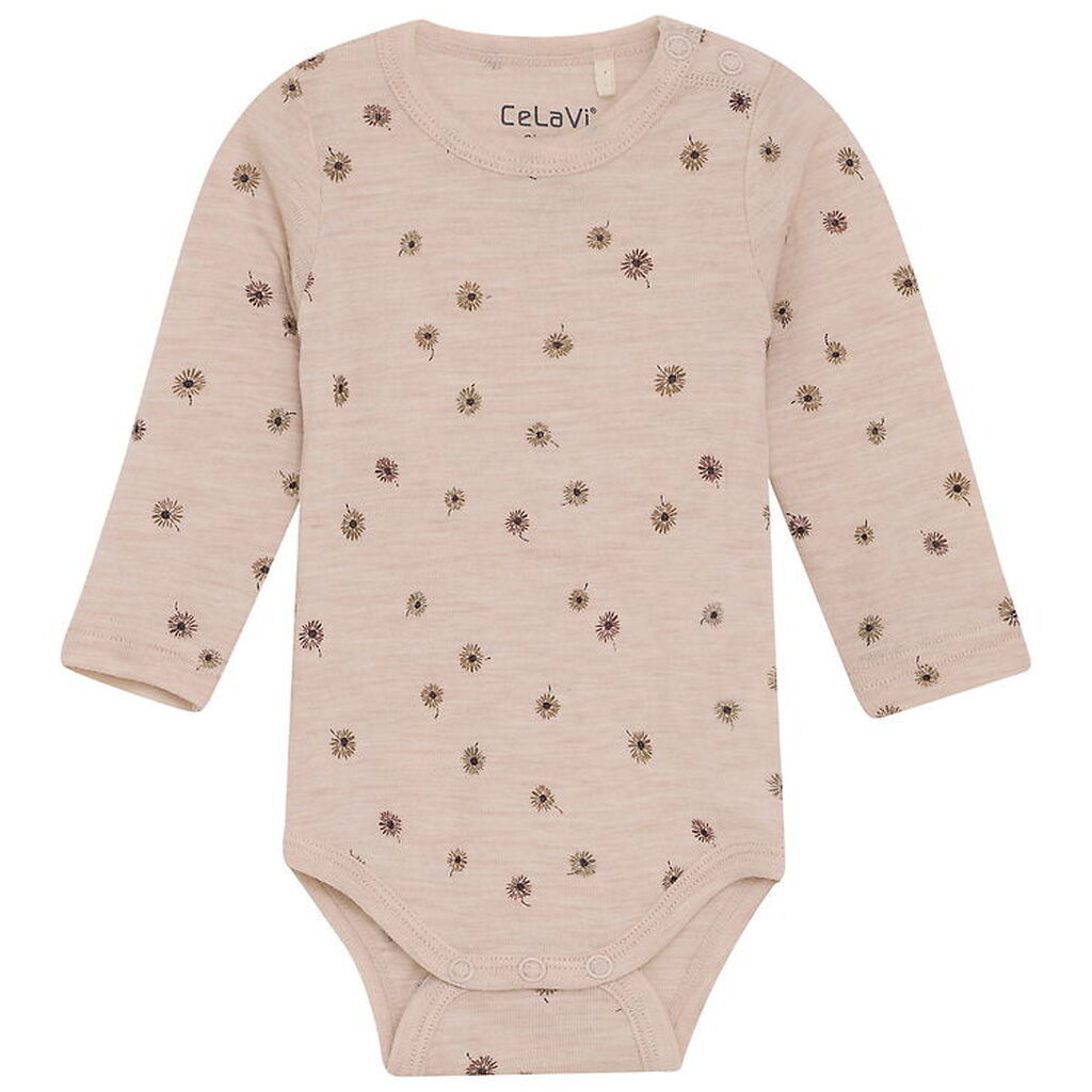 CeLaVi Body l/æ - Uld - Rose Dust m. Blomster