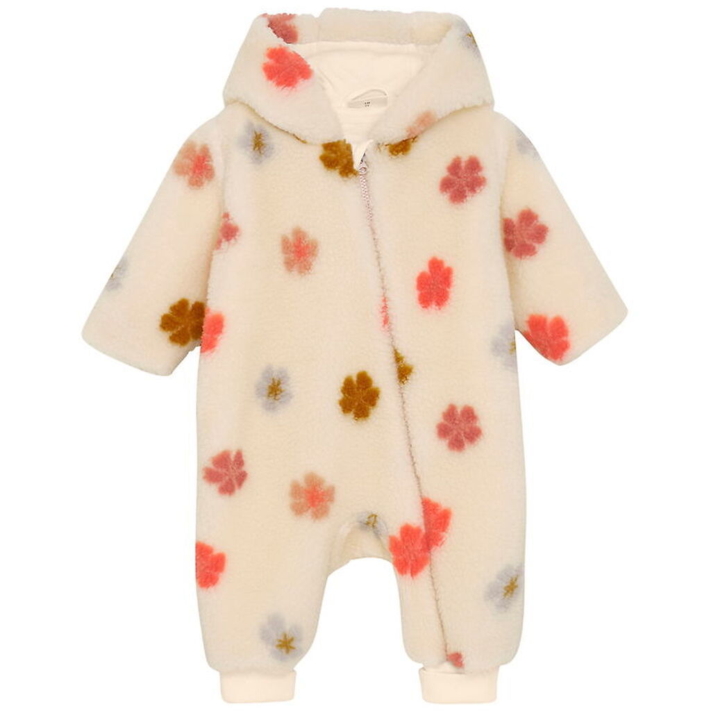 Minymo Fleecedragt - Sandshell m. Blomster