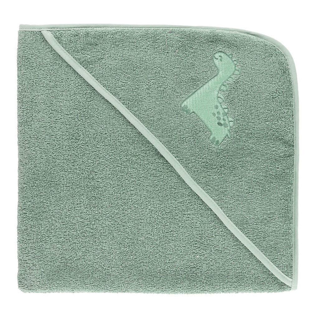 Nørgaard Madsens Babyhåndklæde - 75x75 cm - Dusty Green m. Dino