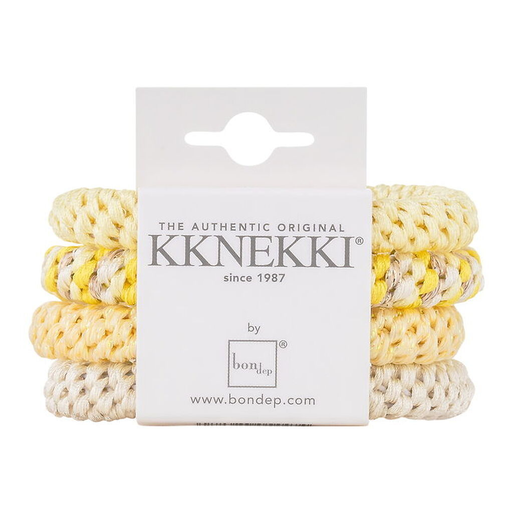Kknekki Hårelastikker - 4-pak - Yellow/White