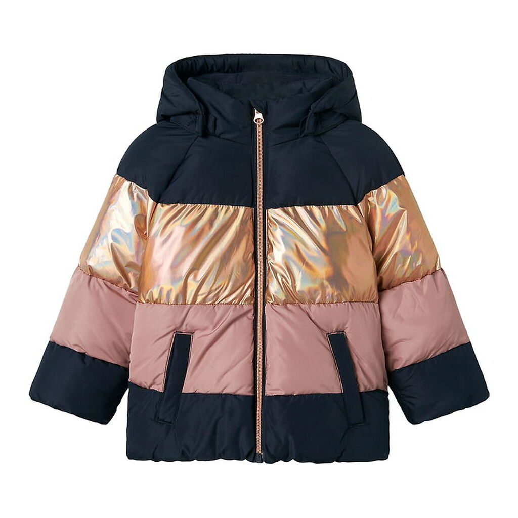 Name It Dynejakke - NmfMille - Dark Sapphire m. Striber