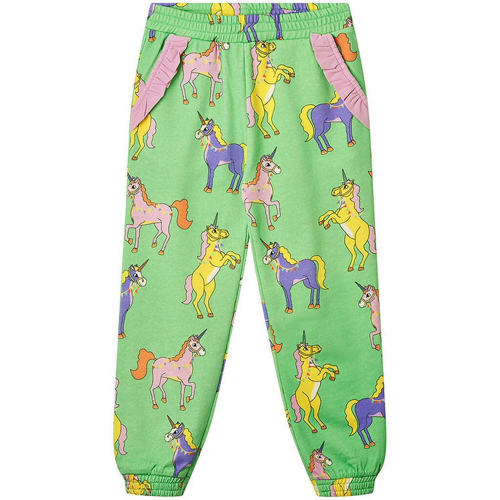 Småfolk Sweatpants - Minty Green Tea m. Enhjørninger