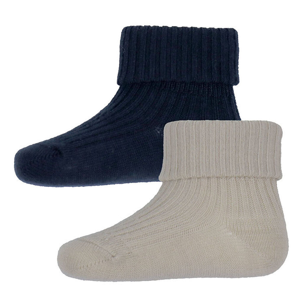 Wheat Strømper - 2-pak - Uld - Rib - Ziggy - Navy