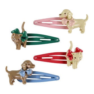 Konges Sløjd Hårspænder - 4-pak - Cats & Dogs - Multi