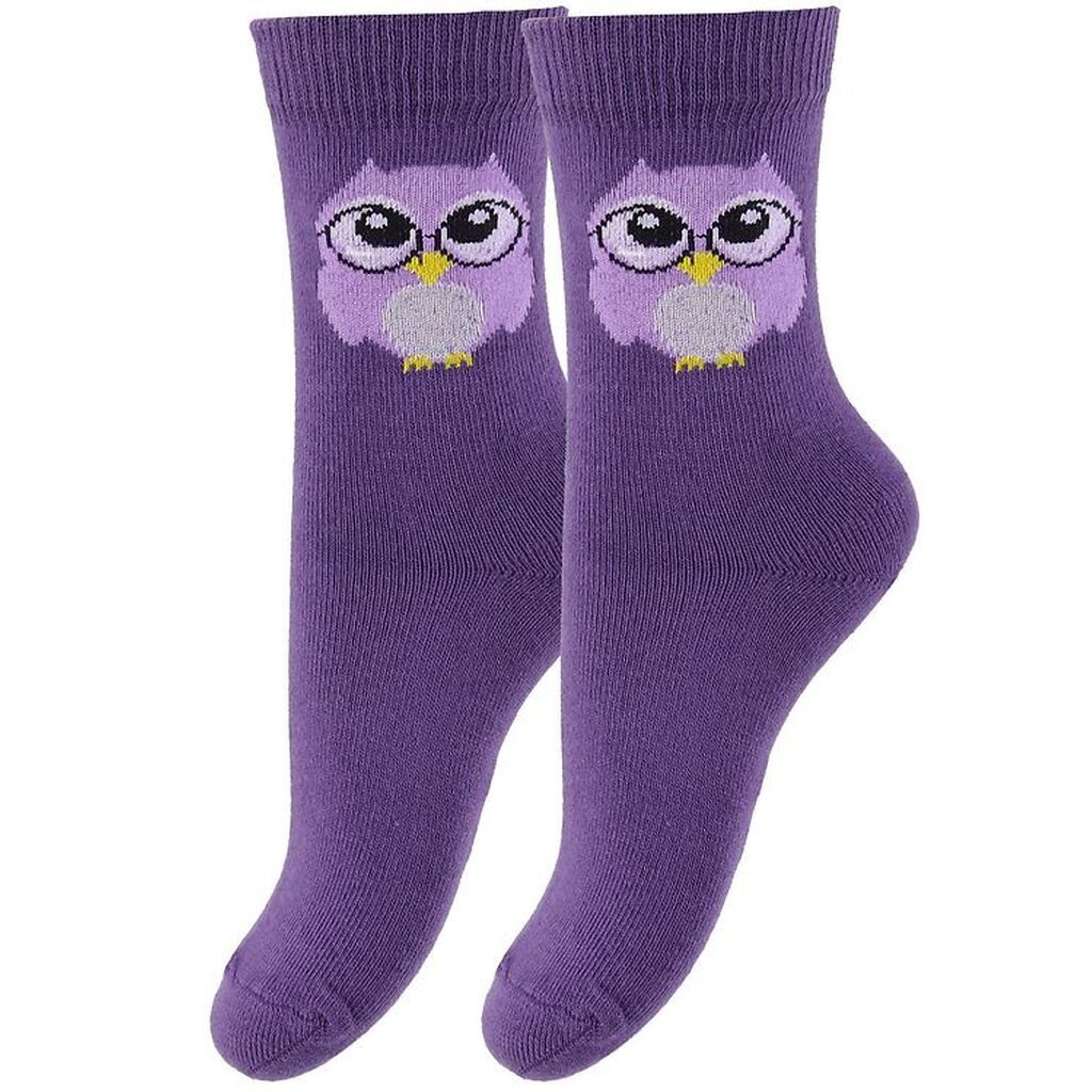 Fuzzies Strømper - 2-Pak - Lilla m. Ugle