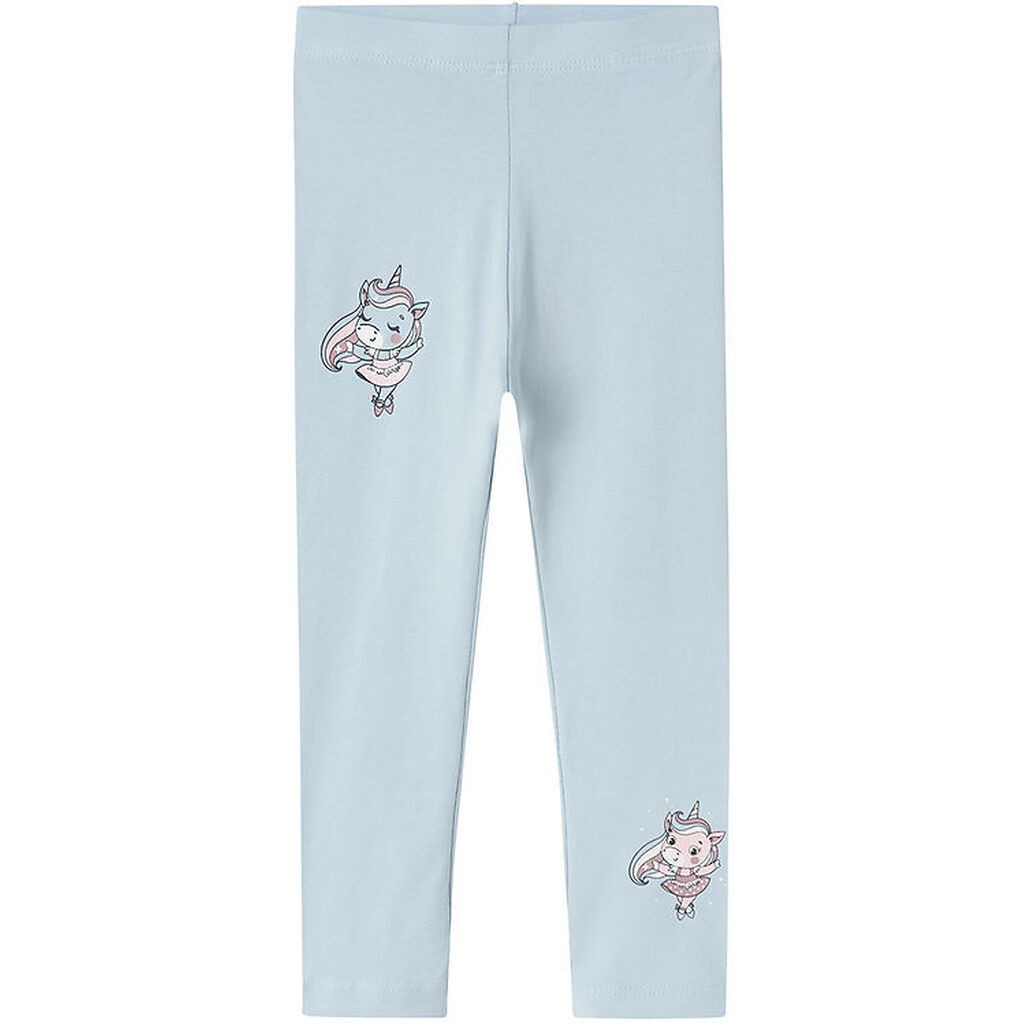 Name It Leggings - NmfVivian - Subdued Blue/Unicorns