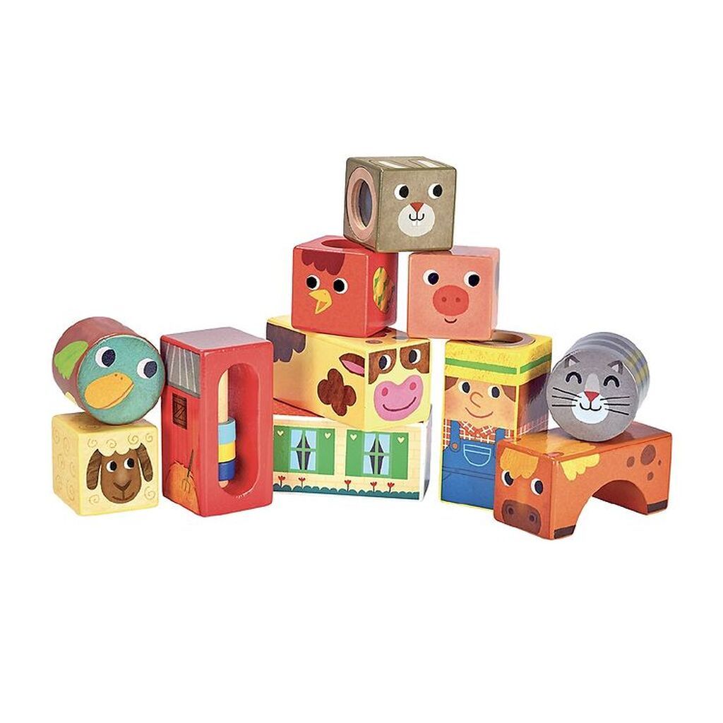Vilac Klodser m. Lyd - Træ - 11 Dele - Bondegårdsdyr