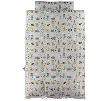 Nørgaard Madsens Sengetøj - Baby - Grå m. Robotter