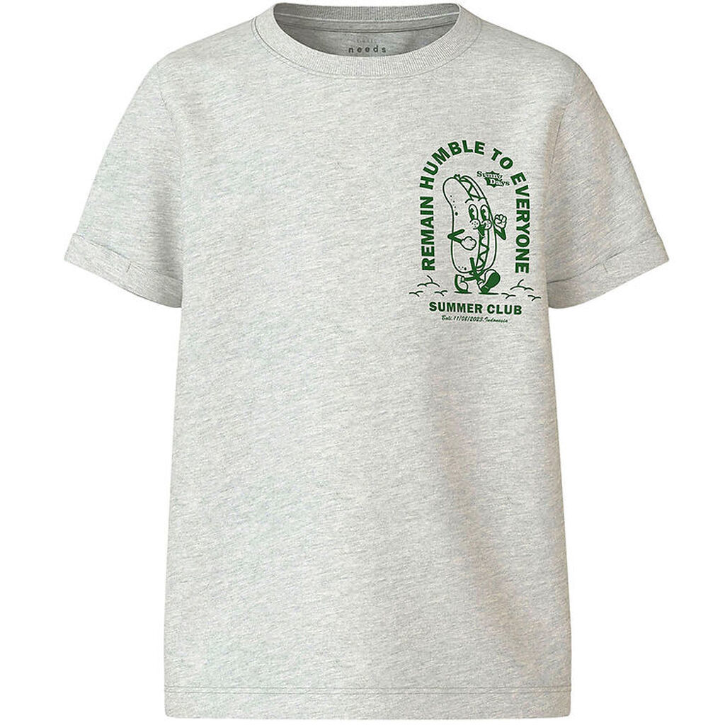 Name It T-shirt - NkmVux - Light Grey Melange/Hotdog
