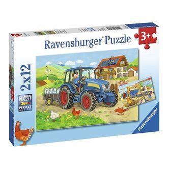 Ravensburger Puslespil - 2x12 Brikker - Hard At Work