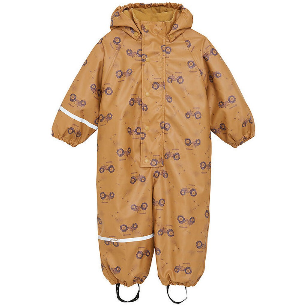 CeLaVi Regndragt m. Fleece - PU - Apple Cinnamon m. Print