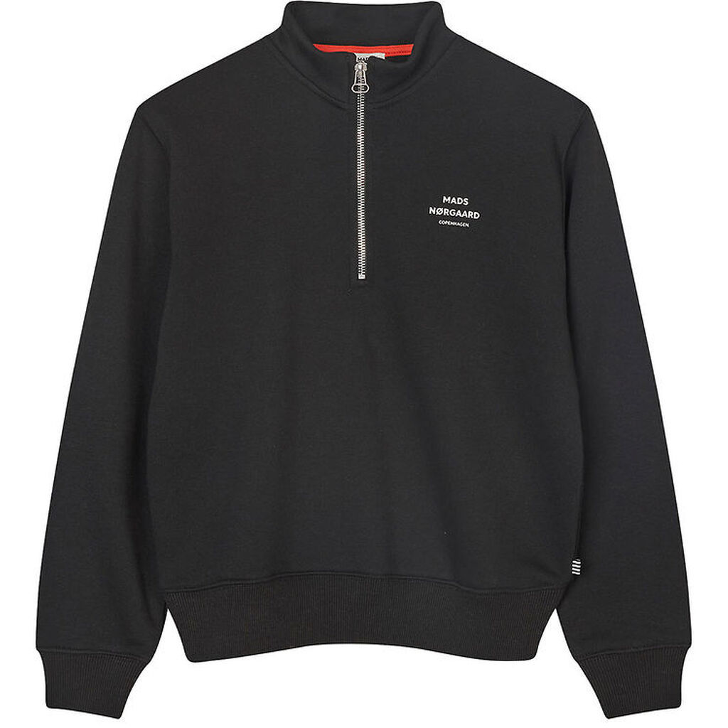 Mads Nørgaard Sweatshirt - Crewie Half Zip - Jet Black