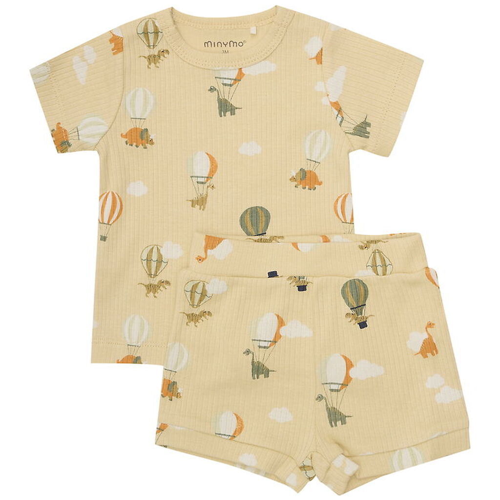 Minymo Shortssæt - Shorts/T-shirt - Rib - Parsnip