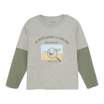 Minymo Bluse - Gråmeleret m. Dino
