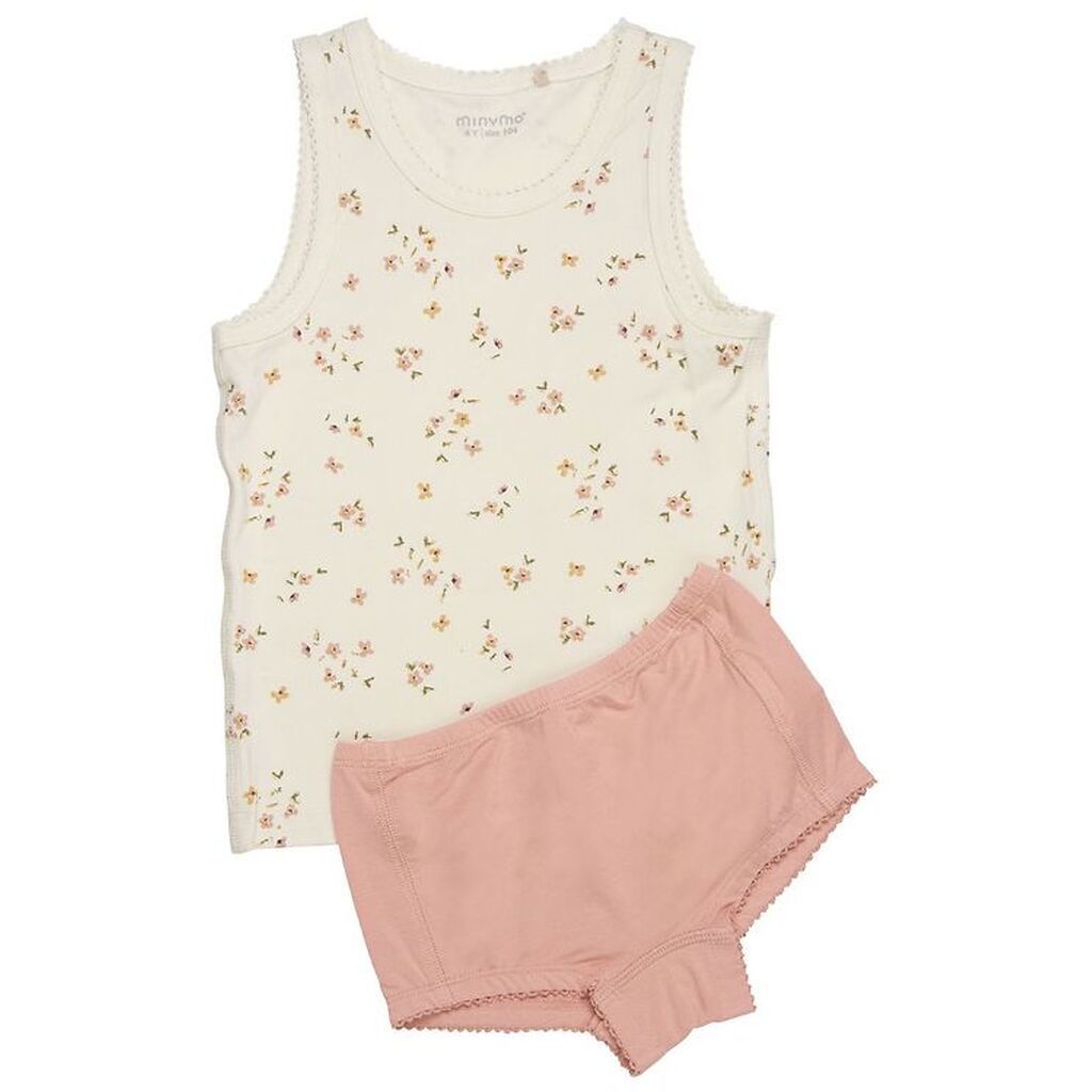 Minymo Undertøj - Bambus - Veiled Flower Rose/Misty Rose