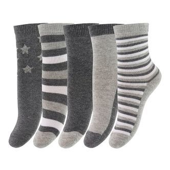 Minymo Strømper - 5-pak - Lys Gråmeleret m. Striber