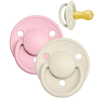 BIBS De Lux Sutter - Str. 2 - 2-pak - Rund - Ivory/Baby Pink