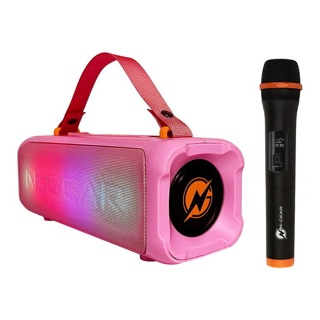 N-GEAR Højtaler m. Mikrofon/Lys - Blazooka 703 - Trådløs - Pink