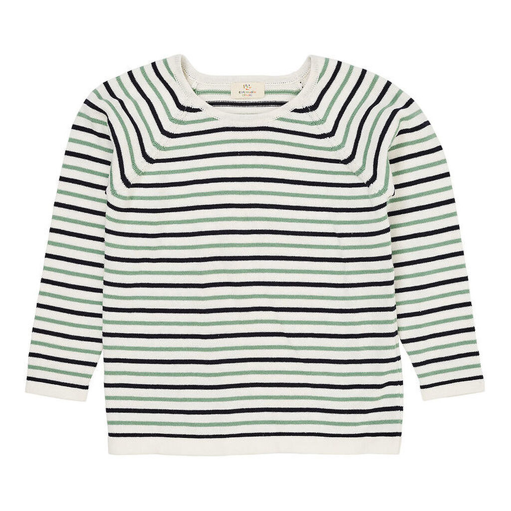 Copenhagen Colors Bluse - Strik - Cream Navy/Green Comb