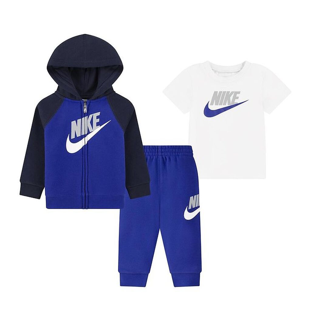 Nike Sweatsæt - Cardigan/Sweatpants/T-shirt - Game Royal