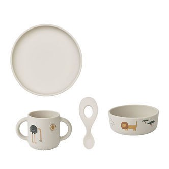 Liewood Spisesæt - Silikone - 4 dele - Vivi - Safari Sandy Mix