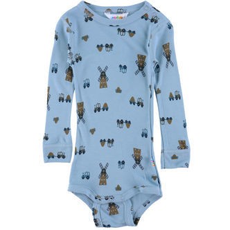 Joha Body l/æ - Viskose/Bambus - Blå m. Vindmølle