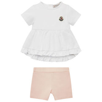 Moncler Sæt - T-shirt/Shorts - Hvid/Rosa