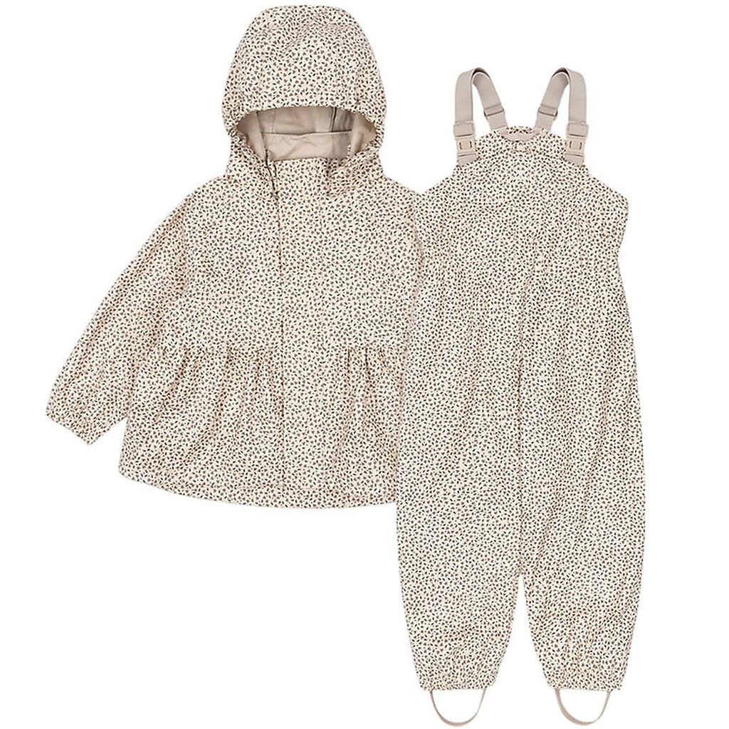 Konges Sløjd Regntøj m. Seler/Fleece - PU - Rainy Palme - Milk T