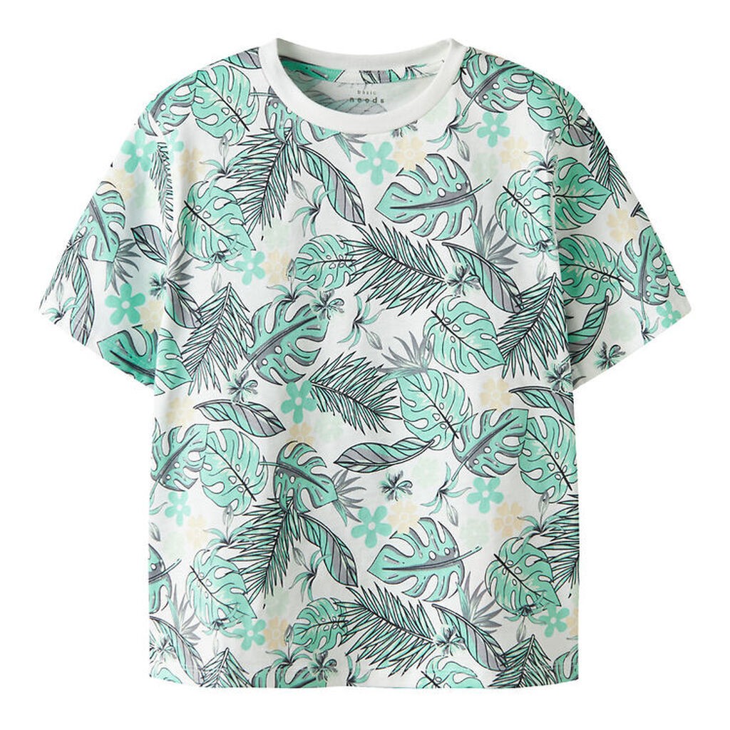 Name It T-shirt - NkmValmas - Bright White/Green Leaf
